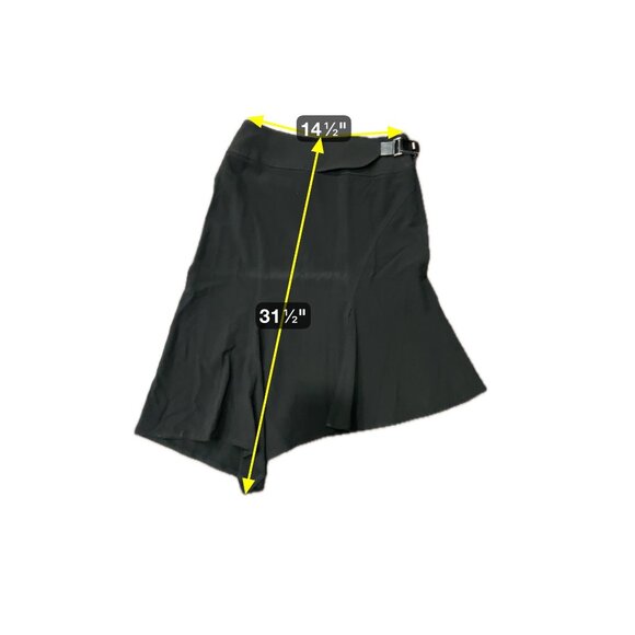 Larry Levine Black Asymmetrical Stretch Skirt With Side Buckle Detail Size 8 - Picture 6 of 9